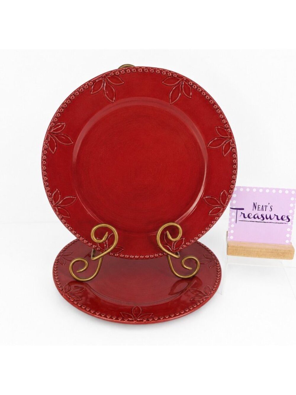 Signature SORRENTO BEAUJOLAIS Debby Segura Red Stoneware Dinner Plate Set of 2